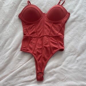 Chic Red Structured Bodysuit
